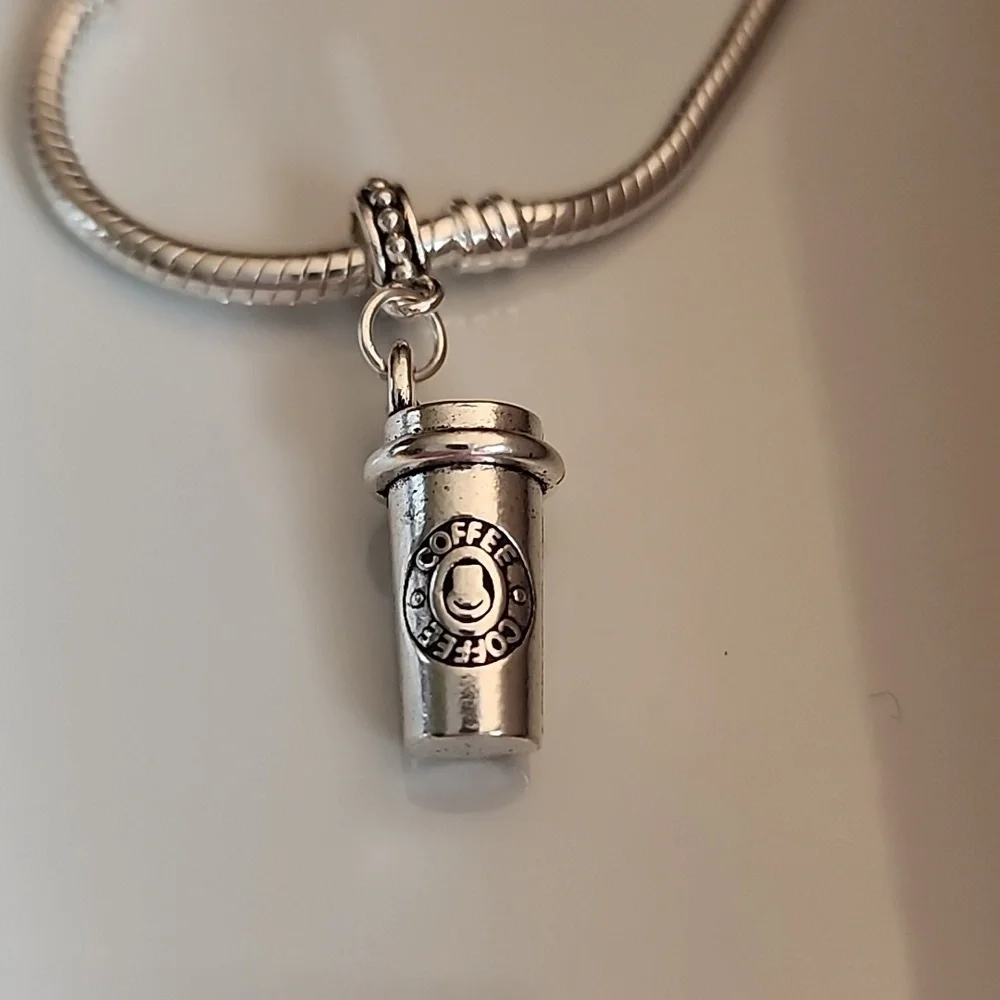 Coffee Cup Charm for European Style Bracelets Fits Pandora Systems - Picture 2 of 6
